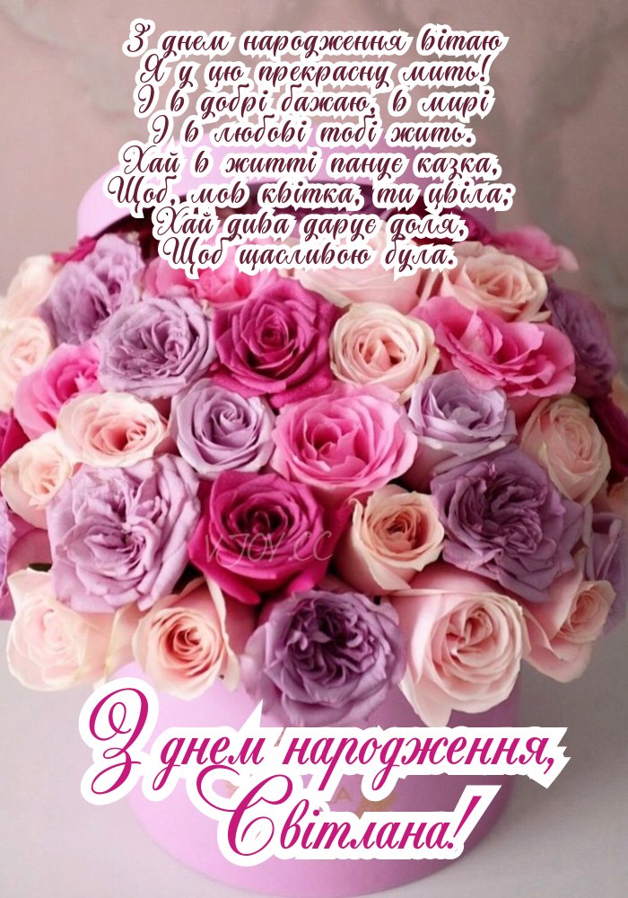 Святкове оформлення з теплим привітанням для Світлани. 