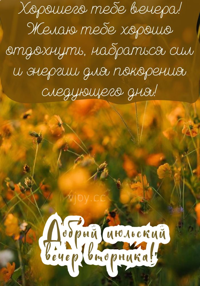 Июльского чудесного вечера во вторник! - открытка. 